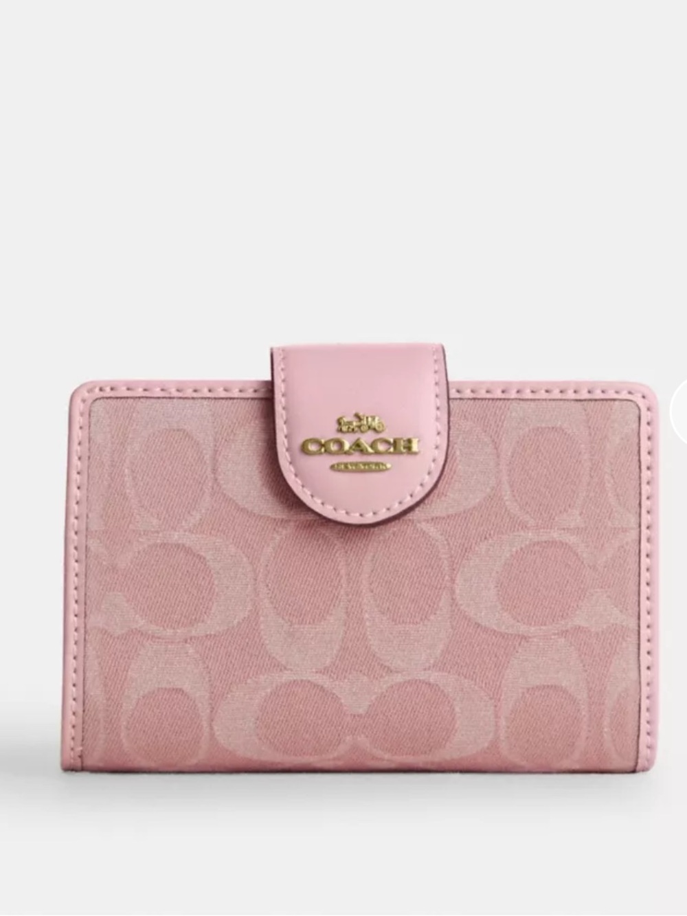 Coach Medium Corner Zip Wallet In Signature Denim - PINK - NWT